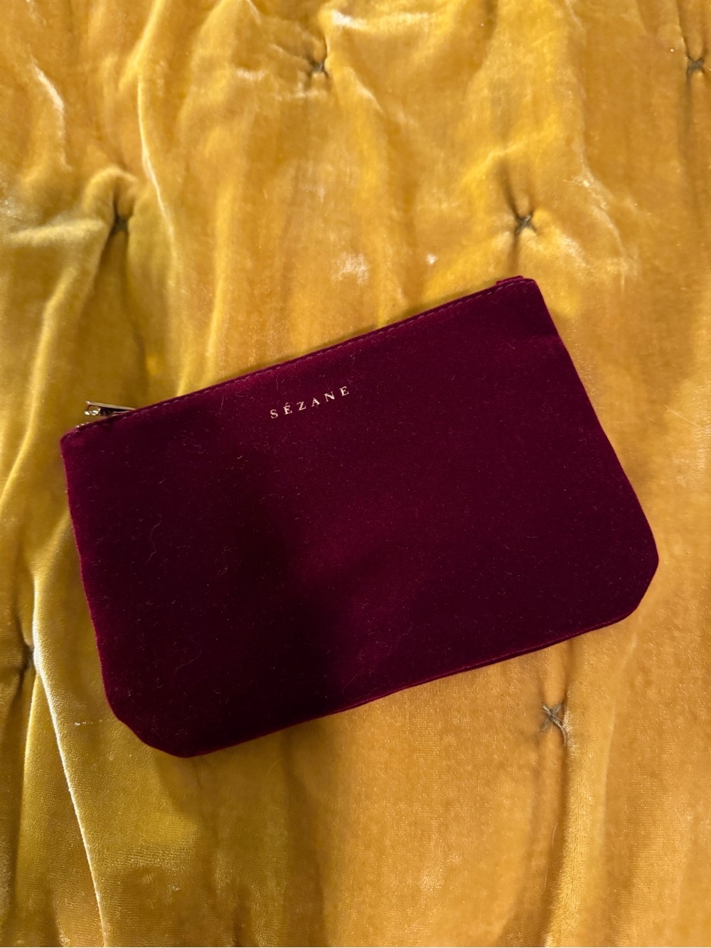 Sézane Velvet Cosmetic Pouch — Burgundy